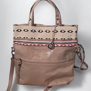 The Sak Breg Beige 2 way Tribal Print Fold Over Crossbody